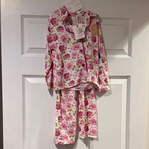 Jessica Simpson Pink and Green Floral Kids Pajama Set